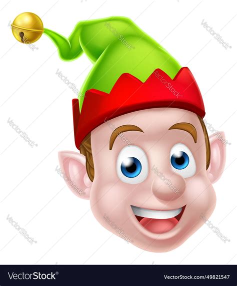 Cartoon christmas elf face Royalty Free Vector Image