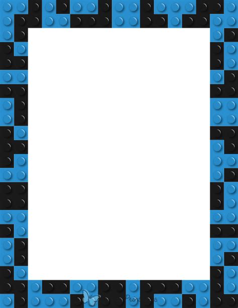 Printable Black And Blue Toy Block Page Border