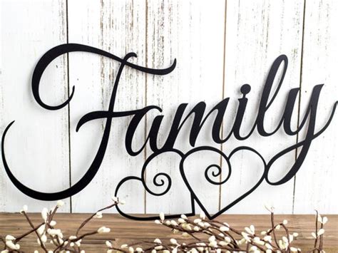 Family Metal Wall Art Hearts Family Sign Metal Sign