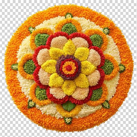 Onam flower decoration pookalam isolated on transparent background ...