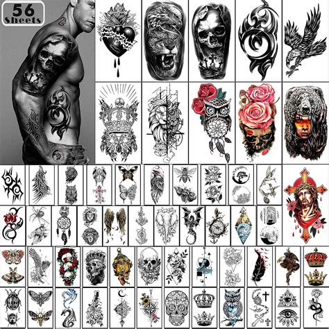 Buy Yazhiji 56 Sheets Temporary Tattoos Stickers 11 Sheets Half Arm