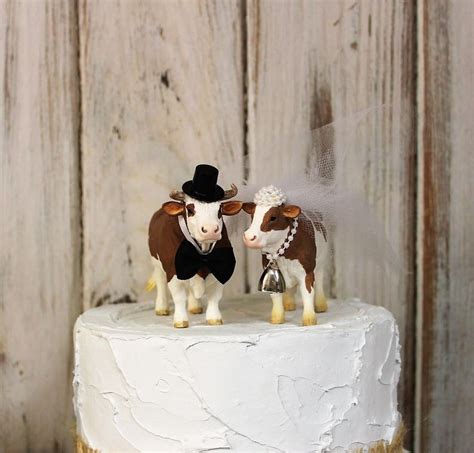 Cow Cake Topper Animal Wedding Cake Topper Farm Sentimental Etsy