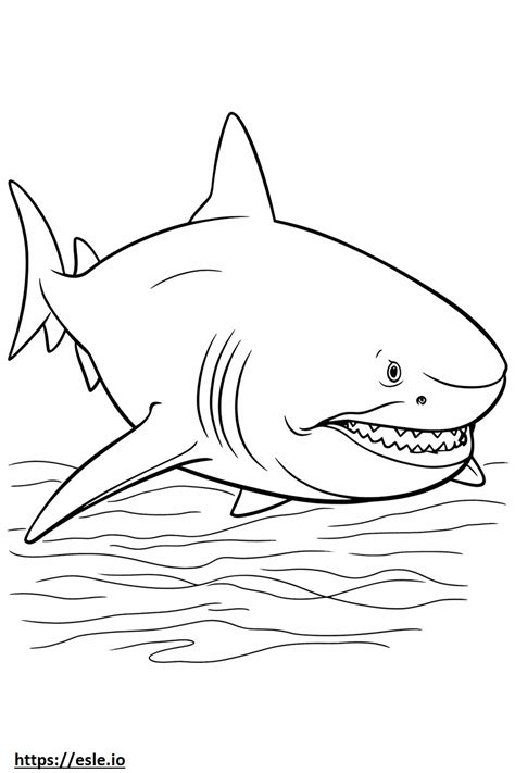 Bull Shark Cartoon Coloring Page