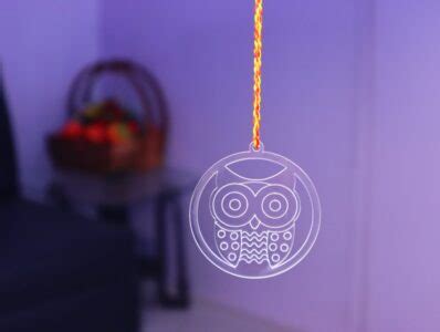 Laser Cut Owl Engraved Acrylic Pendant Dxf File Arabic Cnc