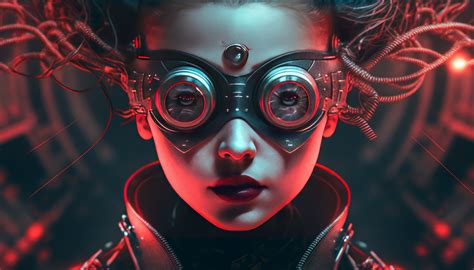 Wallpaper Ai Art Women Cyberpunk Glasses Goggles Wires Face