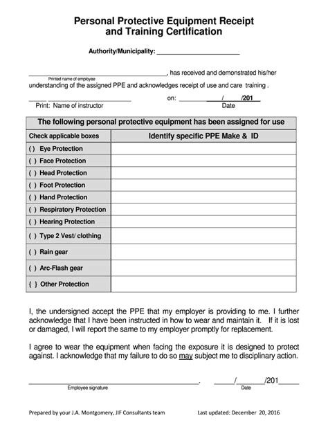 Personal Protective Equipment Receipt Fill And Sign Printable