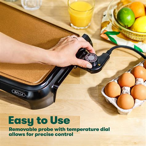 BELLA Griddle Ceramic Copper TI Healthy Eco Non Stick Coating Hassle