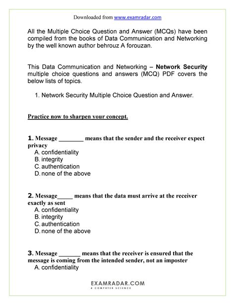 Ch Network Security Multiple Choice Questions And Answers Pdf All