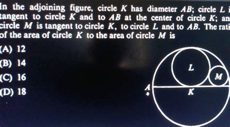 In The Adjoining Figure Circle K Has Diameter AB Circle L Tangent To Ci