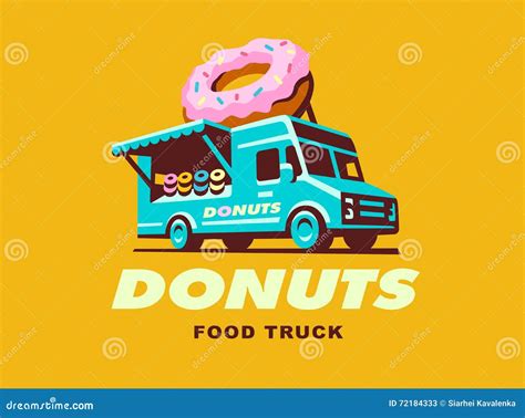 Vector Illustration Of Food Truck Logo Donuts Stock Vector