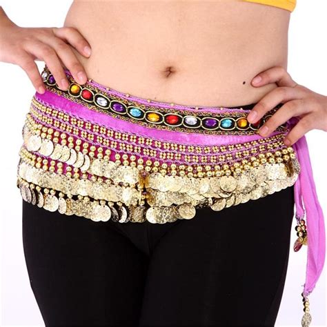 Cheap Women Belly Dance Wrap Bellydance Coin Belt Velvet Tribal Dance