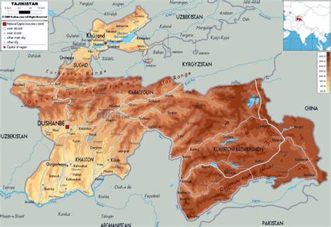 Grande Mapa F Sico De Tayikist N Con Carreteras Ciudades Y Aeropuertos