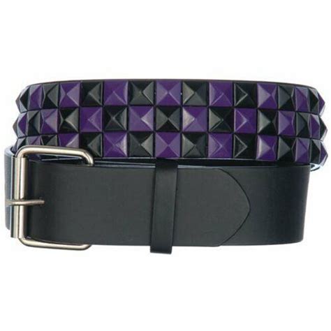 3 Row Metal Pyramid Studded Leather Belt 2 Tone Checker