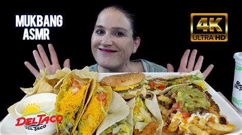 Asmr Mukbang Del Taco Carnitas Taco Burger Carne Asada Fries