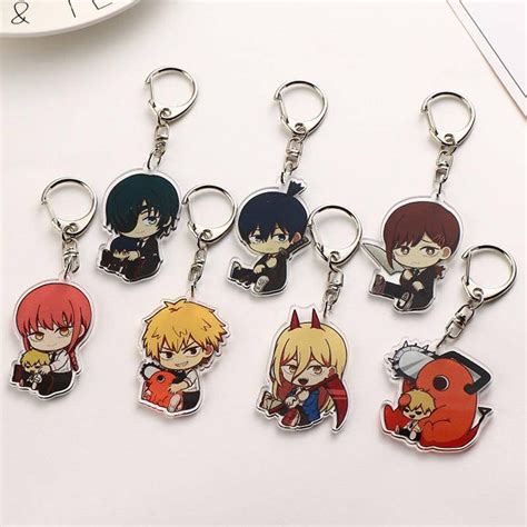 Styles Chainsaw Man Key Chain Ring Cute Anime Keyring Accessories