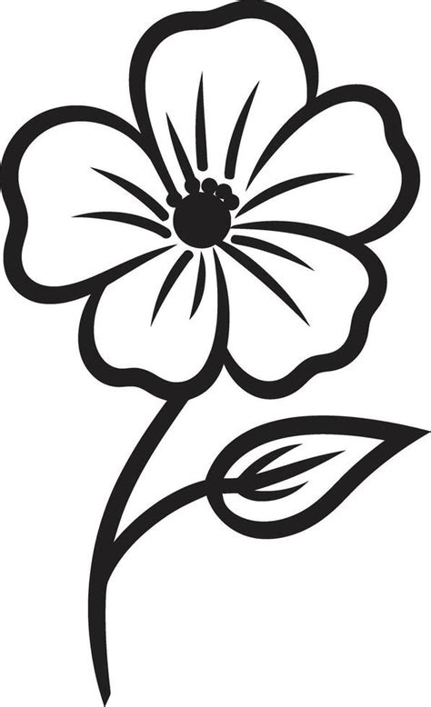 Handcrafted Doodle Flower Monochrome Icon Scribbled Bloom Outline Black