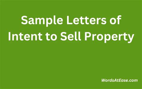 15 Sample Letters Of Intent To Sell Property Words At Ease