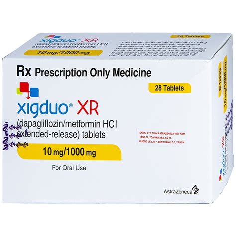 Thuốc Xigduo XR 10mg 1000mg Astrazeneca cải thiện kiểm soát đường huyết