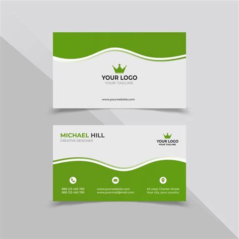 Corporate Business Card Template In Gr N Wei Er Farbe Premium Vektor