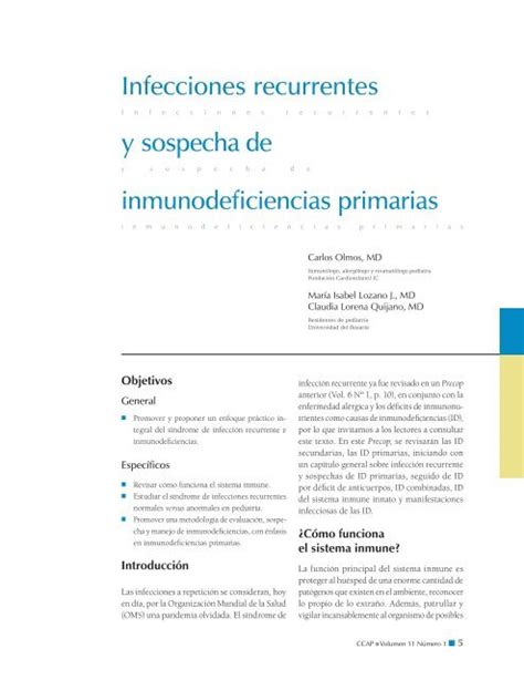 Infecciones Recurrentes Y Sospecha De Inmunodeficiencias Primarias