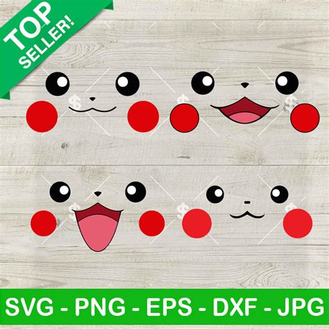 Pikachu Cute Face SVG Bundle Pokemon Character SVG Cartoon For Kid