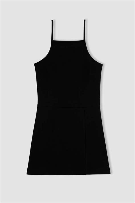 Black Woman Bodycon Mini Slit Strap Dress Defacto