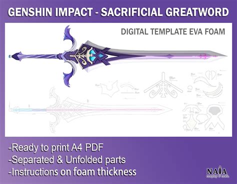 Buy Genshin Impact Cosplay Prop Sacrificial Greatsword Digital DIY