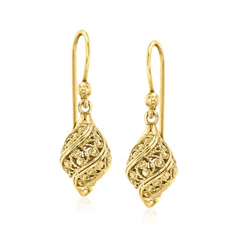 18kt Gold Over Sterling Filigree Drop Earrings Ross Simons