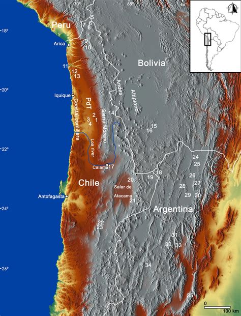 The Atacama Desert Within The South Central Andean Region In Western