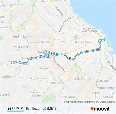 Ruta combi horarios paradas y mapas Est Ituzaingó Mb1 Actualizado