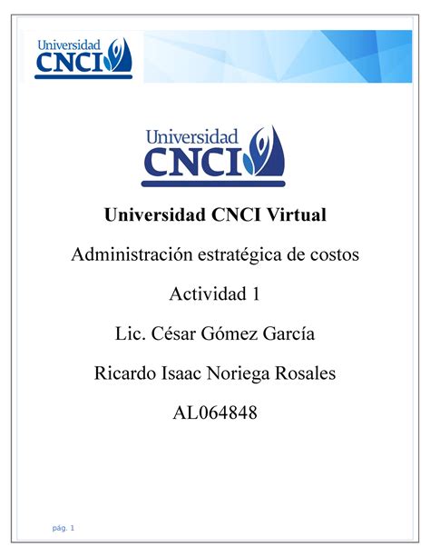 Actividad Universidad Cnci Virtual Administraci N Estrat Gica De