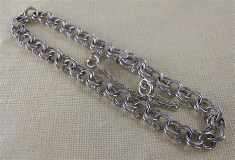 Vintage Elco Sterling Silver Double Link Starter Charm Bracelet In