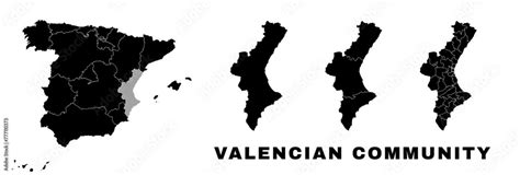 Valencian Community map, autonomous community in Spain. Spanish ...