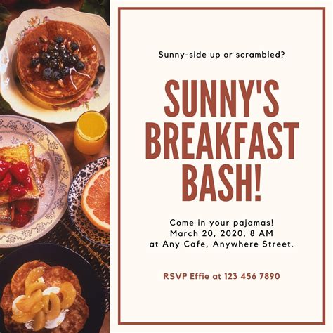 Free Custom Printable Breakfast Invitation Templates