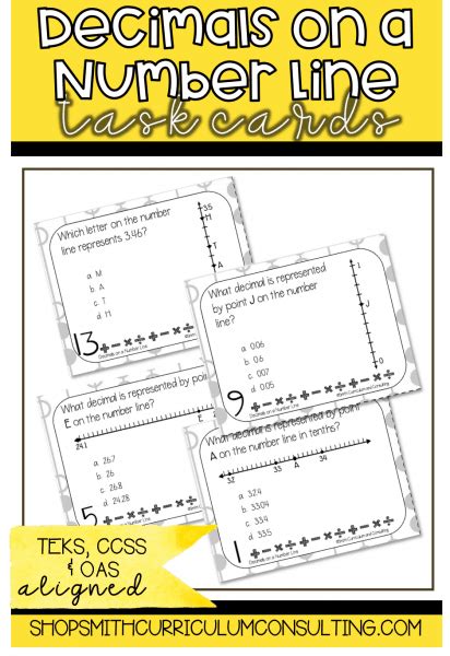 Decimals On A Number Line Task Cards Teks H Teks F Smith