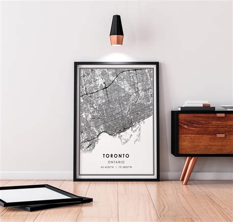 Toronto Map Print Poster Canvas Ontario Map Print Poster Etsy Canada