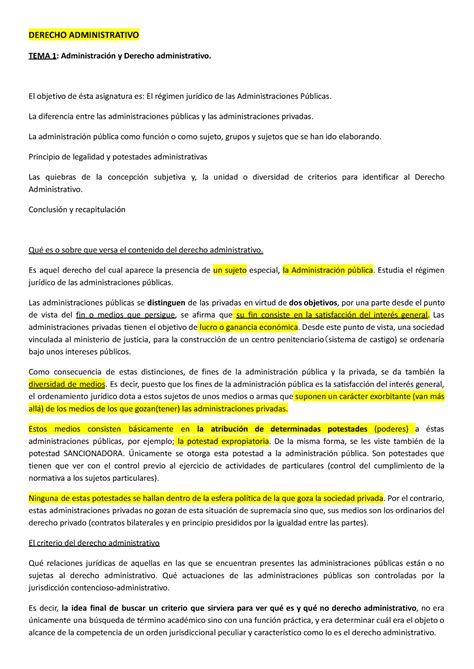 Apuntes Completa Derecho Administrativo Tema 1 Administración Y