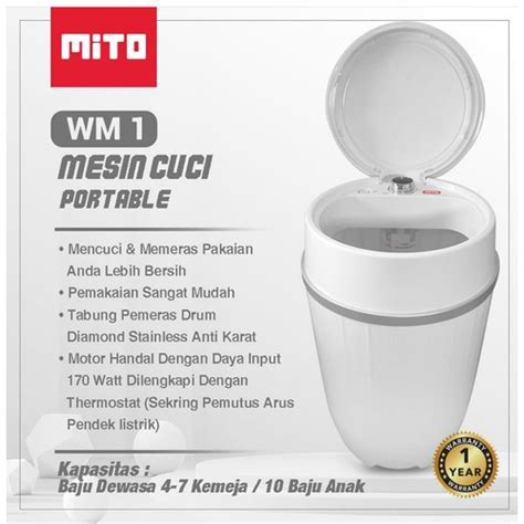 Jual MESIN CUCI MINI PORTABLE MITO WM1 KAPASITAS 3 5KG 170WATT Mito WM1