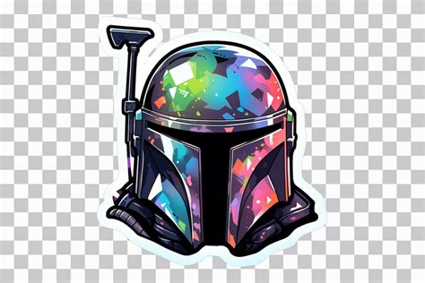 Colorful Boba Fett Helmet Sticker Star Wars Icon Png Sticker