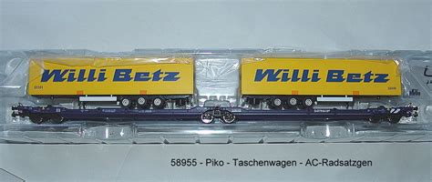 Piko 58955 Taschenwagen T3000e Nacco Mit 2 Willi Betz Trailern AC