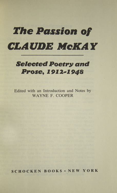 The Passion Of Claude Mckay Selected Prose And Poetry 1912 1948