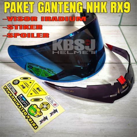 Jual Paket Flat Visor Helm NHK RX9 GM Race Pro Iridium Blue Pnp Helm