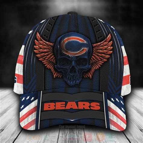 Hot Team Chicago Bears Skull Nfl Custom Name Hat Cap Express Your