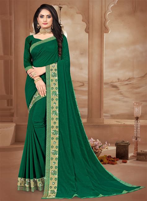 Buy Silk Sea Green Bollywood Saree Online