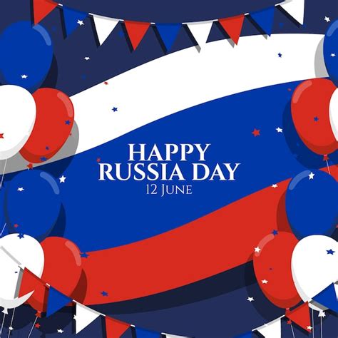 Free Vector Flat Russia Day Background With Balloons