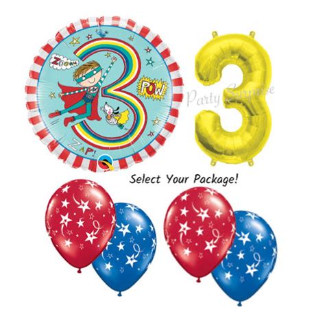 3rd Birthday Boy Balloons Boy Superhero Package 3 Year Old Birthday Balloon Package Super Hero ...