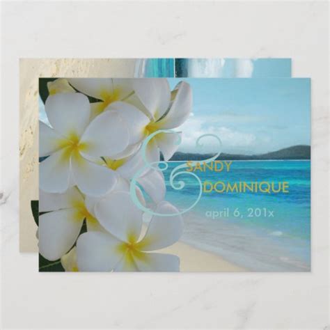 Pixdezines Plumeria Lei Beach Wedding Invitation Zazzle