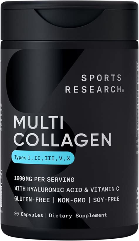 Sports Research Multi Collagen Pills Type I Ii Iii V X Hydrolyzed Collagen