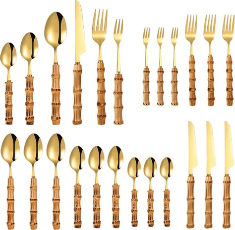 Bamboo Silverware Set 24 Piece Bamboo Utensils Bamboo