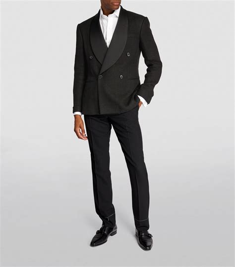 Ralph Lauren Purple Label Black Linen Double Breasted Tuxedo Jacket